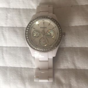 White Fossil Watch